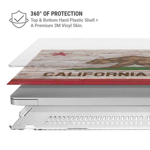 California Flag Dark Wood MacBook Air 15in (2023-2025) Case plus Skin